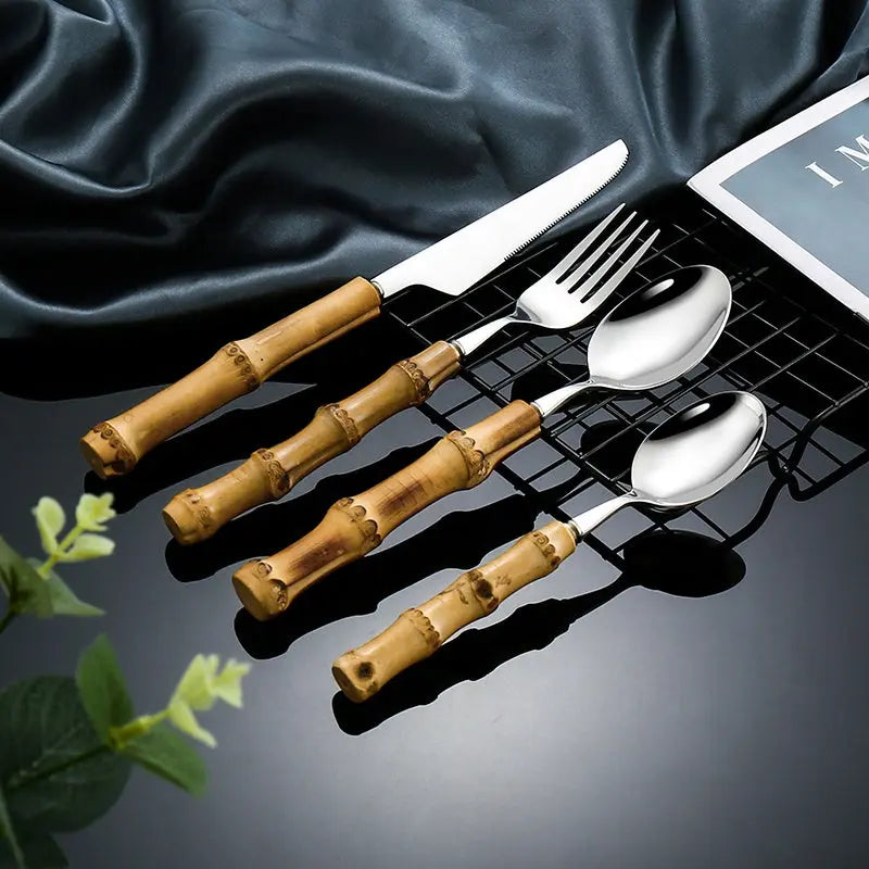 24 Pcs Royal Bamboo Flatware Scope Kitchen