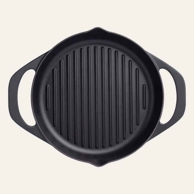 Mat Siyah Çift Kulplu Izgara Döküm Tava 30 cm Pot Art